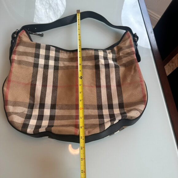 Burberry Metallic Nova Check Hobo Bag w/ black leather accents - Picture 6 of 13